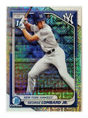 GEORGE LOMBARD JR ROOKIE MOJO REFRACTOR "1ST BOWMAN" 2024 BOWMAN CHROME, YANKEES